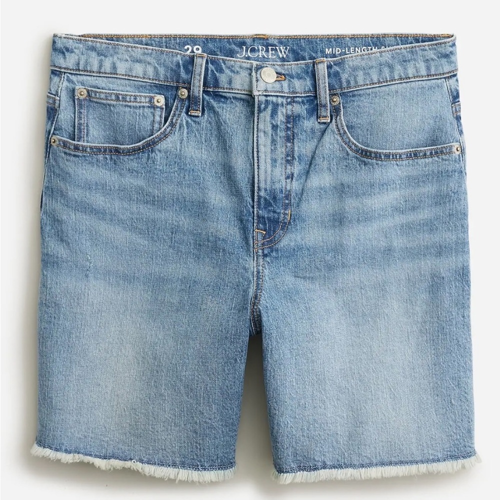J. crew mid length denim shorts in hickory wash size 33 16 nwt style BP339